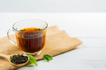 tea with tea glass white wood